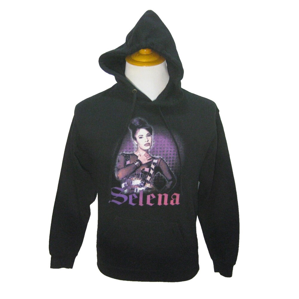 SELENA Quintanilla Mens Size Small Black Graphic Hooded Tejano Hooded Sweatshirt